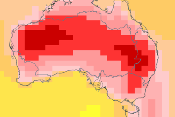 Map of Australia showing projected maximum daily temperature change for 2090 under RCP8.5 from ACCESS