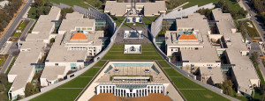 Aerial view of Parliament House, Canberra