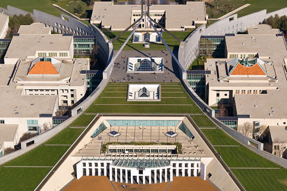 Aerial view of Parliament House, Canberra