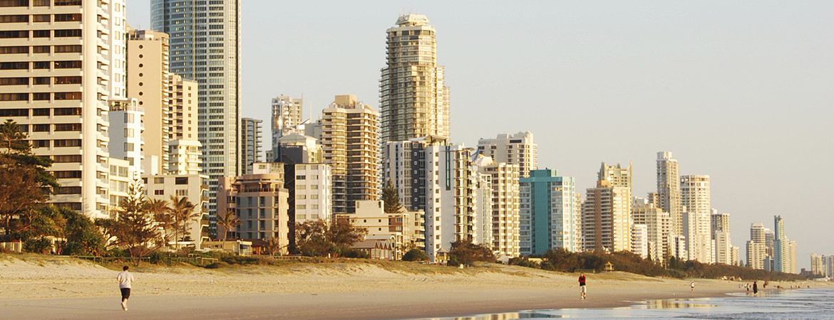 High-rise buildings along a Gold Coast beach