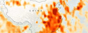 Map showing carbon dioxide flux over China